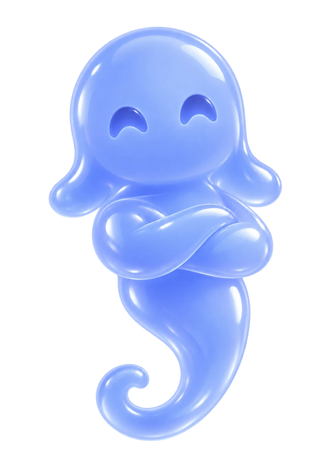 A blue jelly Genie with a flowing, sculpted silhouette