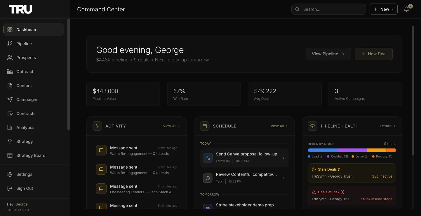 TruSales CRM — product interface